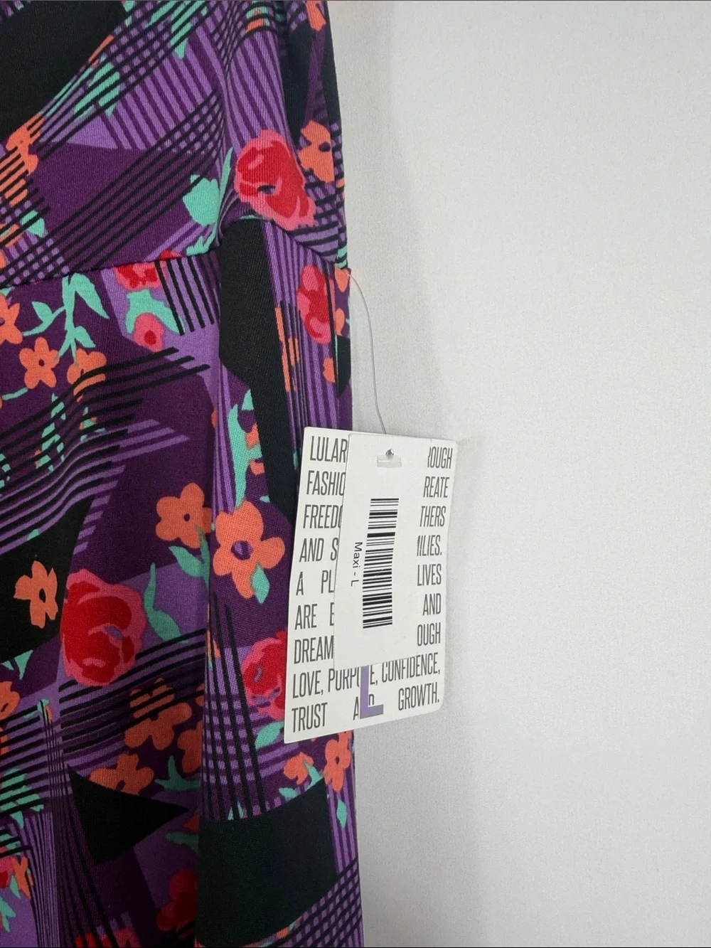 LuLaRoe Purple Floral Maxi with Orange & Teal Accents. NWT. Womens Size L - Picture 3 of 7